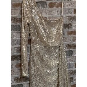 NWT! Windsor Sequin‎ Mini Dress One Shoulder Long Sleeve Party Cocktail XS